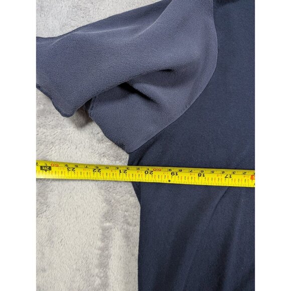 Lauren Ralph Lauren Womens Top Plus Size 2X Navy Flutter Sleeve V-Neck Blouse - Picture 4 of 6